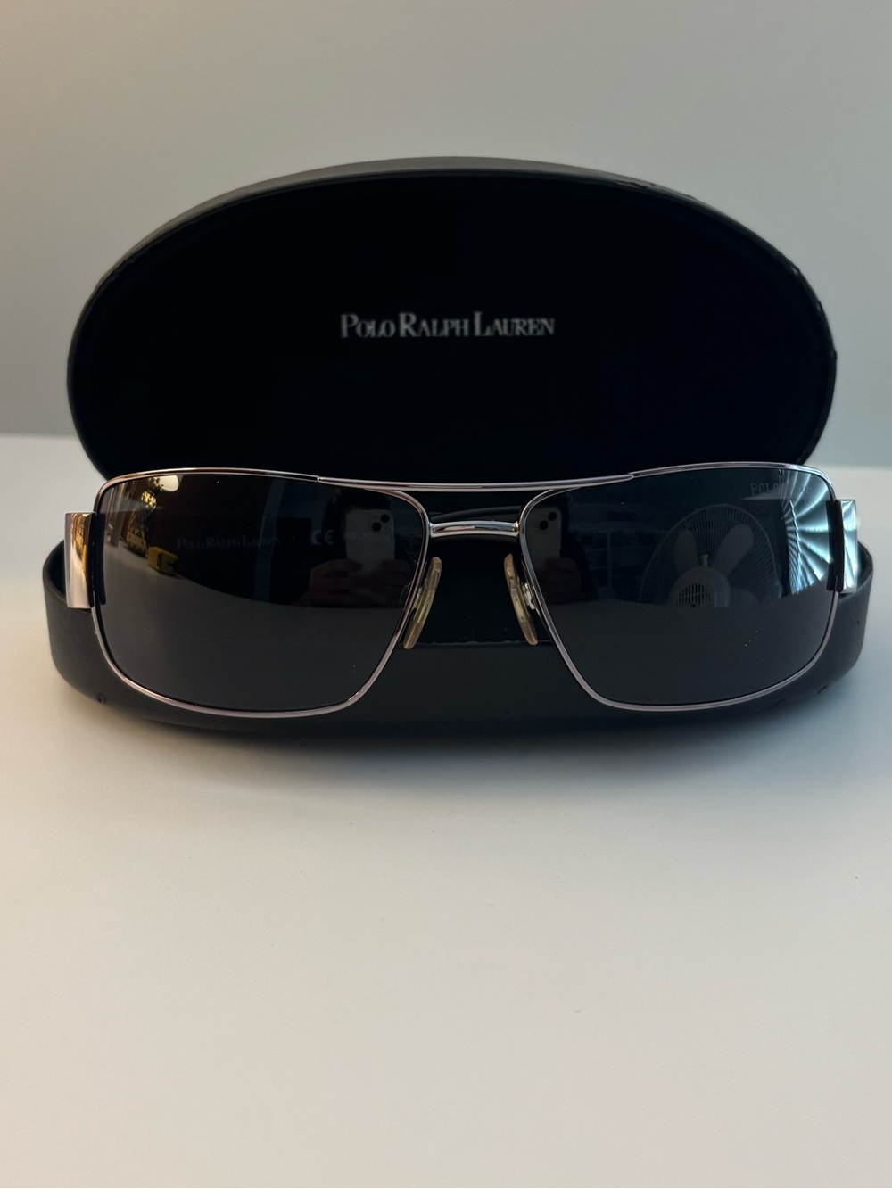 RALPH LAUREN POLO POLARIZED 3041 9002/81 SILVER/BLACK AUTHENTIC SUNGLASSES 64-14
